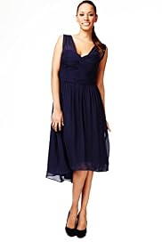 Sleeveless Ruched Bodice Chiffon Dress
