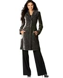 Apparel : T Tahari Long-Sleeve Velvet Embroidered Coat