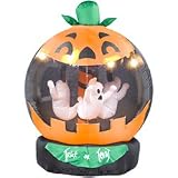 6FT - Gemmy Halloween Airblown Inflatable - Rotating Globe - Ghosts in Jack O'Lantern