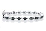 11 Carat Sapphire Sterling Silver Bracelet with Diamond Accents