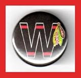Chicago Blackhawks W Win Flag 1 Inch Button