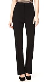 Flat Front Angled Seam Straight Leg Trousers