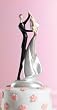 Caucasian Couple Wedding Cake Topper: Dancing Bride & Groom Caucasian