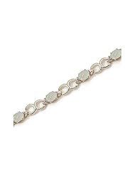 14K White Gold Oval Opal and Diamond Bracelet by Jewelry Mountain