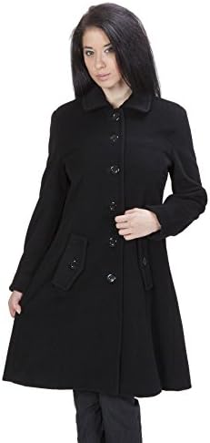 Ramonti Womens Black Luxe Wool Swing Car Coat Medium Black
