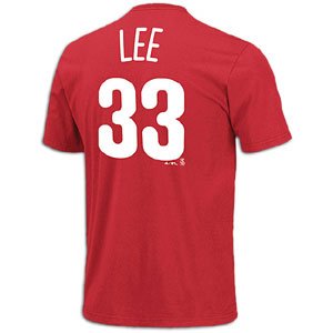 Majestic Philadelphia Phillies #33 Cliff Lee Red Player T-shirt (X-Large)