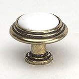 1 1/4'' Dia Antique English / White Ceramic Knob