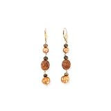 14K Gold with Champagne Fresh Water Pearl, Keishi Pearl and Rutilated Quartz Earrings