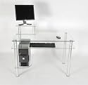 Clear Glass and Aluminum Computer Desk (Glass and Aluminum) (29.25"H x 42.5"W x 24"D)