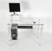 Clear Glass and Aluminum Computer Desk (Glass and Aluminum) (29.25"H x 42.5"W x 24"D)