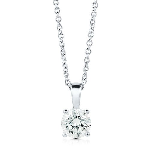 Sterling Silver Round Cubic Zirconia CZ Solitaire Pendant Necklace 7mm