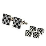 Diamond Dust Checkerboard Cufflinks and Studs
