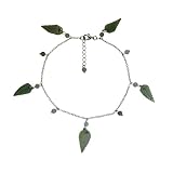 Autumn Fall Jade Leaf Anklet in CAREFREE Sterling Silver 9 with 1 Chain Extender
