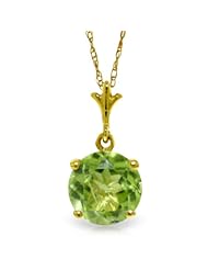14K Gold Solitaire Natural Peridot Pendant Necklace
