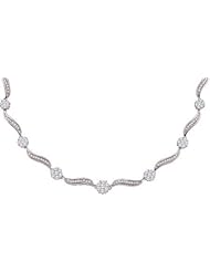2.50CTW DIAMOND FLOWER NECKLACE 14K White-gold Real Charm Pendant