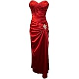 Strapless Long Satin Bandage Gown Bridesmaid Dress Prom Formal Crystal Pin