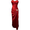 Strapless Long Satin Bandage Gown Bridesmaid Dress Prom Formal Crystal Pin