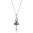 Sterling Silver Cubic Zirconia Dancing Girl Pendant w/ Chain Necklace