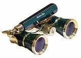 Iolanta Opera Glasses with Lorgnette (Green Body with Golden Rings)