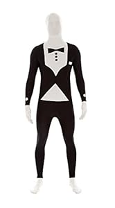 Morphsuits Men's Adult M Suit Second Skin Body Suit, Black/White, X-Large