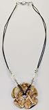 Stunning Italian Murano Glass Copper Brown Dichroic Floral Medallion Pendant Sterling Necklace Margherita CA016-C8
