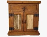 Rustic Alder Litterbox Cabinet with Sagauro Ribs : Finish FINISH A : Size OPENING ON BOTH SIDES