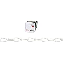 Campbell PA0752496 Low Carbon Steel Inco Double Loop Chain in Square Pail, White Polycoated, 2/0 Trade, 0.14" Diameter, 200' Length, 255 lbs Load Capacity