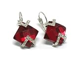 Red Facet Glass Crystal Deco Earring Jewelry