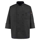 Chef Designs Eight Pearl Buttons Black Chef Coats KT76
