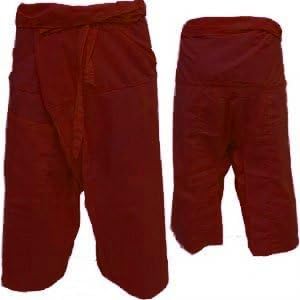 Thai Fisherman Pants Yoga Pregnancy Pants 3/4 Pants (31" long) Light Cotton Scarlet