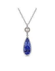 6.76Ct Pear Cut Sapphire & VS Diamond Pendant 18k Gold