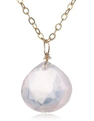 Gold Over Sterling Silver Chain with Faceted Rose Quartz Heart Shaped Briolette Pendant Necklace, 18"
