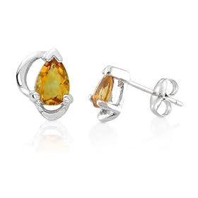 Pear Cut Citrine Earrings Sterling Silver by Peora