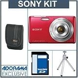 Sony Cyber-Shot DSC-W620 Digital Camera Kit - Red - with 4GB SD Memory Card, Camera Case, Table Top Tripod