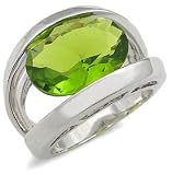 3 Carats Light Green Oval CZ Right Hand Ring