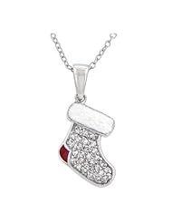 Red and White Stocking Pendant Necklace