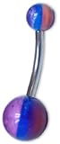 Purple Striped Glitter Navel Barbell