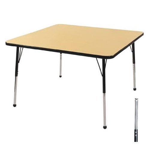 Early Childhood Resource ELR-14116-MBBK-TS 30 in. Maple Square Adjustable Activity Table with Black Edge and Black Toddler Legs Nylon Swivel Glides