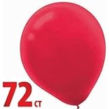 Amscan Solid Latex Balloons Party Supplies for Any Occasion, 12", Red, 72 count