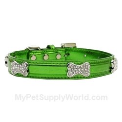 Metallic Crystal Bone Collars - Emerald Green, Extra Small