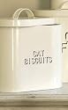 Cream Enamel Metal Dry Cat Food Storage