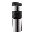 Bodum Stainless Steel 16-Ounce Vacuum Travel Mug with Black Silicone Grip