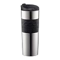 Bodum Stainless Steel 16-Ounce Vacuum Travel Mug with Black Silicone Grip