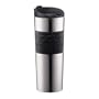 Bodum Stainless Steel 16-Ounce Vacuum Travel Mug with Black Silicone Grip