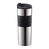 Bodum Stainless Steel 16-Ounce Vacuum Travel Mug with Black Silicone Grip