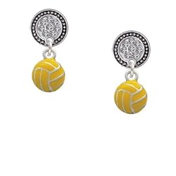 Mini Water Polo Ball Clear Crystal Silver Disc Lulu Post Earrings [Jewelry]