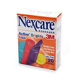 3M Nexcare Active Brights Flexible Foam Bandages, Assorted Sizes, 20 Strips