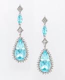14k White Gold Blue Topaz (4-3/4 ct. t.w.) & Diamond (1/7 ct. t.w.) Drop Earrings