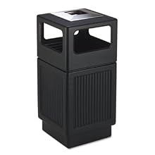 Safco Canmeleon Recessed Panel, Ash Urn, Side Open, 38 Gallon, 18.25 Inches Width x 39.25 Inches Height, Black (9477BL)