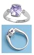 CZ Ring - Lavender - Sterling Silver - Heart Cut Out - 11 mm x 3 mm, Sizes 5-9 CZ Ring - Lavender - Sterling Silver - Heart Cut Out - 11 mm x 3 mm, Sizes 5-9